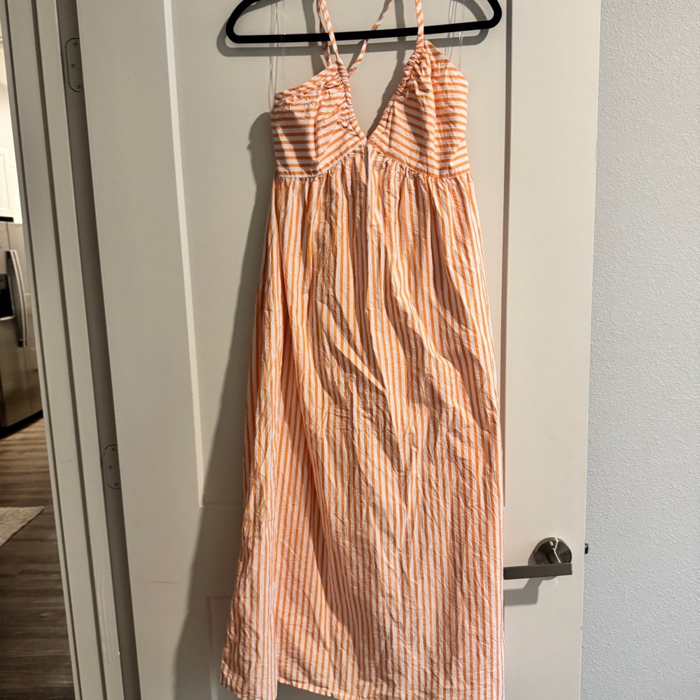 Orange and White Striped Sundress